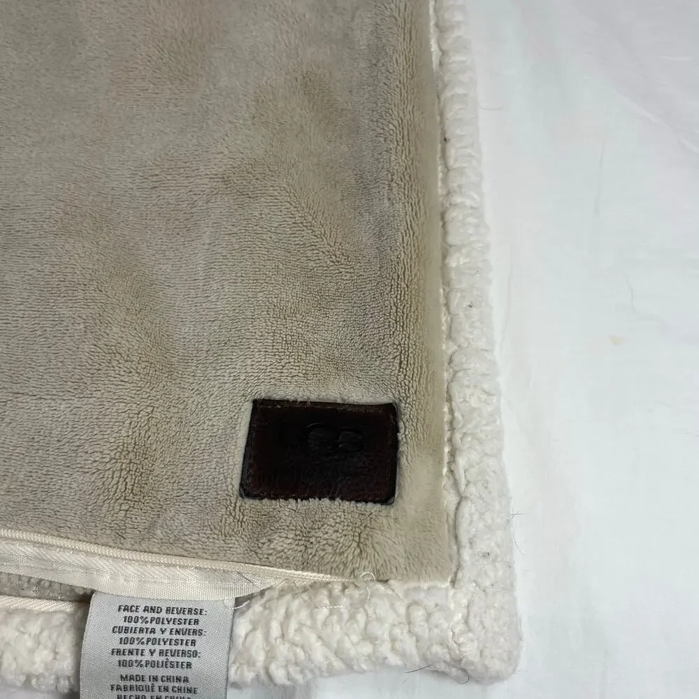 UGG Home Sherpa Fleece Pillow Sham Standard Taupe Beige Reversible Zipper